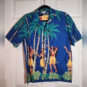 Aloha Republic Colorful Hawaiian Print Button Up Cotton Shirt Small